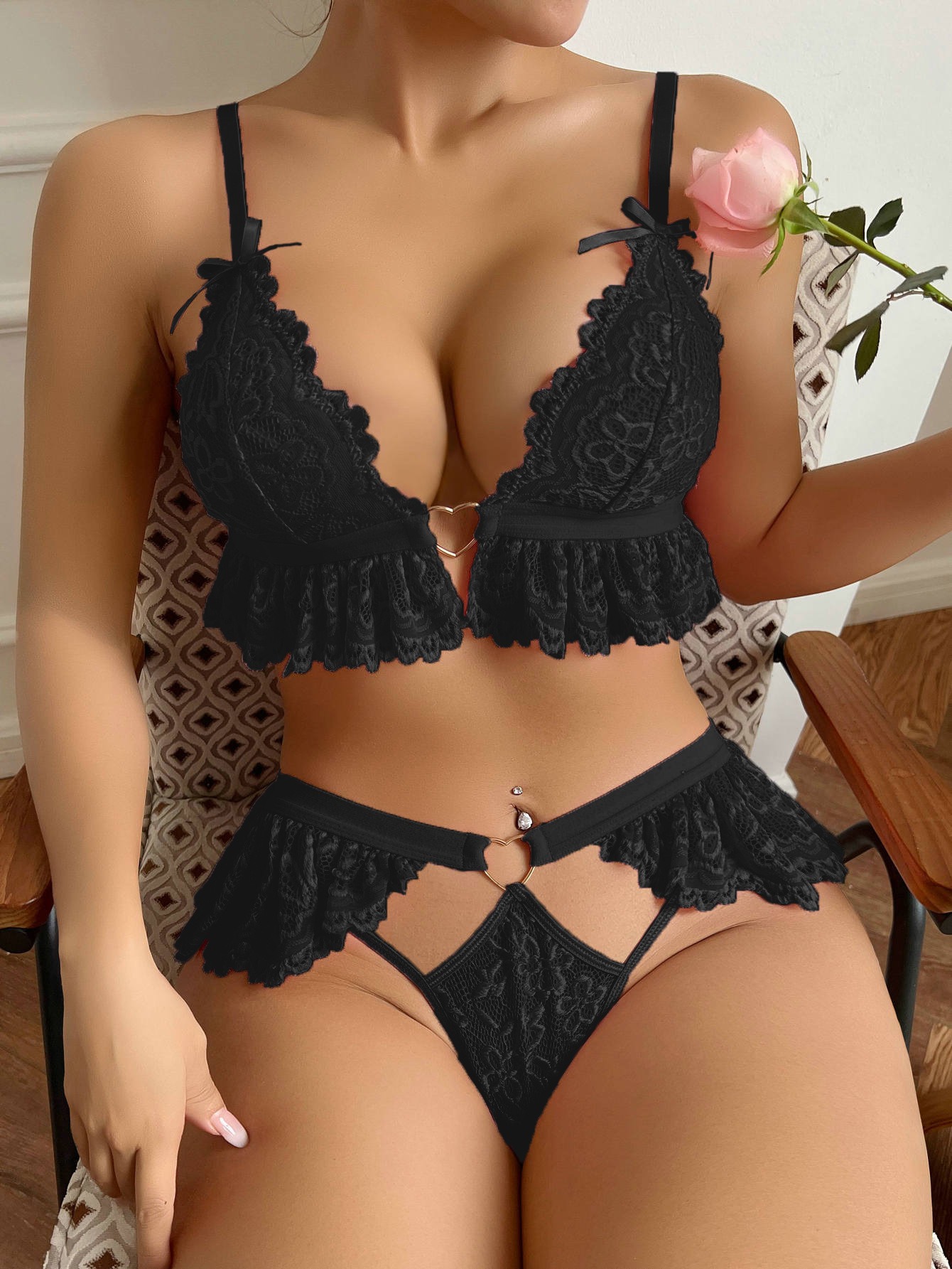 Wholesale Newly Designed Sexy Lace Bra Set for Women Comfortable pink Lingerie and Erotic Suit for Women