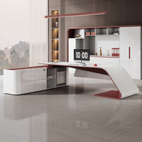 Table de direction luxueuse, moderne, ergonomique et durable pour cadres et dirigeants de haut niveau, avec rangement, en bois.