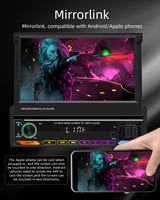 Autoradio Android universel BQCC 7 pouces, CarPlay, amplificateur, GPS, Mirror Link, FM, RDS, vidéo, lumières colorées, lecteur MP5
