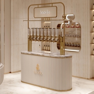Custom Detachable Perfume Display Cabinet Mobile Perfume Bar <strong>Glass</strong> LED Showcase <strong>Shelving</strong> for Fragrance Store Kiosk Design - Product Image 5