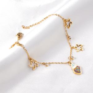 New Stainless Steel 18k Chain <b>Bracelet</b> <b>for</b> Little <b>Girl</b> with Small Zircon and Conch OEM/ODM Design - Product Image 5