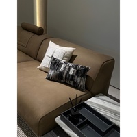 Coussin décoratif de luxe moderne en laine ciselée pour canapé, coussin carré en peluche avec broderie géométrique abstraite pour chambre à coucher