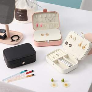 white black PU jewelry boxes travel ring earring organizer jewelry case wholesale bulk