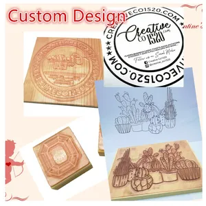 Hiçbir MOQ özel Logo tasarım dekoratif Scrapbooking ahşap lastik damga