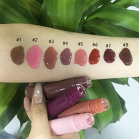 Sérum à lèvres teinté en marque propre, vitamine E, gloss hydratant, fini brillant, texture gelée, 8 couleurs, OEM ODM