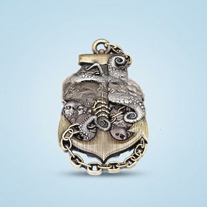 Moneta Commemorativa Personalizzata 3D Kraken Polpo Ancora in Lega di Zinco Teschio Metallico per Club Nautico Souvenir Gotico Regalo - Product Image 1