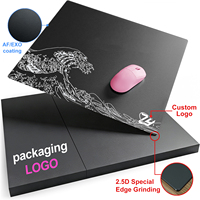 Tapis de souris de jeu professionnel en verre aluminosilicate trempé 3 mm, surface AG, revêtement AF EXO, bords arrondis 2.5D, anime personnalisé, logo personnalisé UV