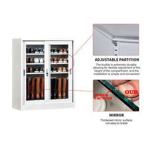 Nouveau design Meuble à chaussures en acier à porte coulissante, assemblage KD, pour entrée, étagère de rangement et présentoir à chaussures en métal, organisateur de chaussures, Rak Sepatu Tipis - Product Image 2