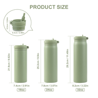 Bouteille d'eau isotherme anti-fuite de 24 oz avec logo personnalisé, paille et couvercle à fermeture facile de 24 oz, avec poignée de transport