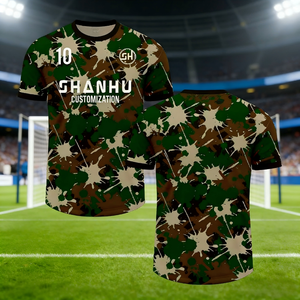 カスタムロゴサッカーユニフォーム速乾迷彩カラー フットボールユニフォームTシャツ スポーツTシャツ ジャージ サマーサッカーアウターウェア - Product Image 4