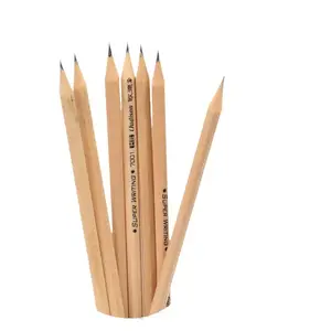Pemasok sampel gratis pensil Logo kustom Hb 2B pensil sketsa kayu bundar grafit Timbal