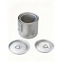 Tasse à eau et à café de camping en plein air légère, chauffable, avec poignée pliable, ensemble de vaisselle en titane pur, utilisable à l'intérieur