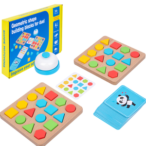 Juego de mesa de madera para niños, formas geométricas <span class=keywords><strong>versus</strong></span> bloques de construcción, Educación Temprana, juguetes de madera para bebé - Product Image 6