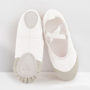 أحذية باليه للفتيات مصنوعة من الجلد الصديق للبشرة والقابل للتنفس، مع غطاء أصابع جلدي ونعل قماشي، أحذية تدريب للرقص الحديث بالجملة - Product Image 5