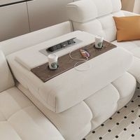 Minimalistisches Cremefarbenes Chenille-Stoffsofa Komfortables Gerades Wohnzimmer-Sofa mit Abnehmbaren Kissen