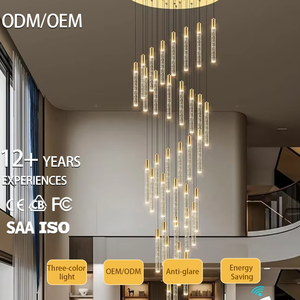 Lámpara Colgante Moderna de Cristal con Control Remoto para Escaleras Largas, Ideal para Techos Altos en Hoteles y Hogares - Product Image 2
