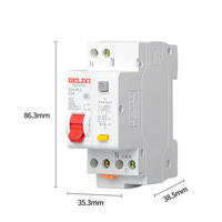 Disjoncteur différentiel Delixi DZ47PLE 1P+N 4.5kA 10A 16A 20A 25A 32A 40A 220V MCB RCBO AC, interrupteur d'air, protection contre les fuites de courant résiduel