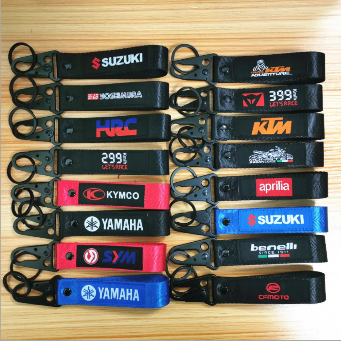 Modified motorcycle standard embroidery woven Mark olecranon cloth fabric textile belt keychain