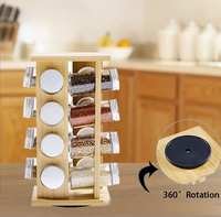 Étagère de rangement pour épices en bambou, support rotatif multi-trous pour assaisonnements sur comptoir, support en bois massif pour capsules de café pour la cuisine