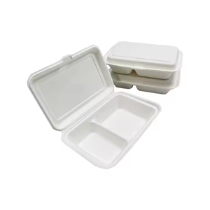 Cubiertos desechables biodegradables <span class=keywords><strong>ECOLIFE</strong></span>, fiambrera de 9*6 pulgadas con <span class=keywords><strong>2</strong></span> compartimentos, contenedor de comida de caña de azúcar de vajilla - Product Image 3