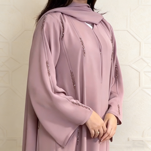 <span class=keywords><strong>Abaya</strong></span> di Lusso Ramadan EID 2026 Dubai con Perline Fatte a Mano Abito Musulmano da Donna Abbigliamento Islamico Cardigan <span class=keywords><strong>Abaya</strong></span> con Bottoni - Product Image 1