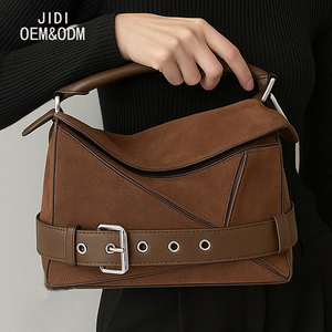 Bolso de Mano para Mujer 2025, de Alta Gama, Estilo Retro, de Gamuza, con Diseño Geométrico, Tipo Almohada, de Cuero - Product Image 1