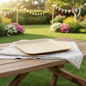 Assiettes modernes réutilisables et écologiques en fibre de caoutchouc d'arec de 10 pouces pour anniversaires, mariages, fêtes et voyages (vente en gros) - Product Image 1