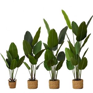 Plante artificielle tropicale moderne faite à la main au toucher réel, Palmier du voyageur, Faux palmier, Plante d'intérieur, Usine Bird Paradise - Product Image 1