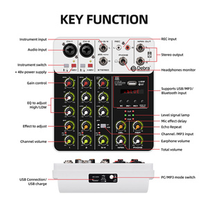 Console de mixage <span class=keywords><strong>audio</strong></span> Debra V4, <span class=keywords><strong>carte</strong></span> son pour <span class=keywords><strong>PC</strong></span>, enregistrement, réverbération, interface <span class=keywords><strong>audio</strong></span>, console de mixage DJ, interfaz - Product Image 5