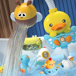 XST New Yellow Duck Children Electric Water Spray Toddler Bath Toys Cute for Kid Baby Bath Shower Head Toy