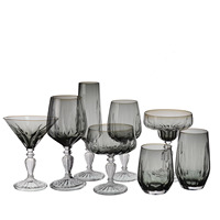Samyo Custom Vintage Diamant-geëmbosseerd wijnglas, Europese stijl, dik grijs gekleurd glas, kelk voor bruiloften en hotels.
