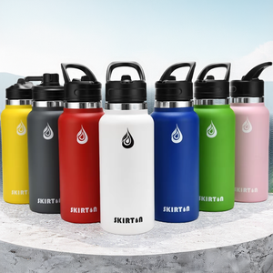 Bouteille d'eau sportive Skirton à large ouverture 32oz 40oz, bouteille d'eau en acier inoxydable isolée, gourde avec couvercle - Product Image 4