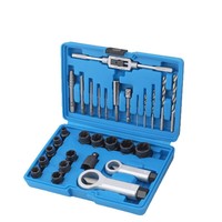 Juego de 29 piezas de herramientas para quitar tuercas oxidadas, extractor de tuercas de neumáticos dañadas, con rosca inversa, antideslizante, de cromo-molibdeno