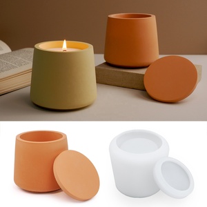 CARATTE Stampo Rotondo Personalizzato in <span class=keywords><strong>Silicone</strong></span> per Barattoli per Candele con Coperchio, Stampo in <span class=keywords><strong>Silicone</strong></span> per Cemento per Barattoli per Candele e Fioriere - Product Image 3