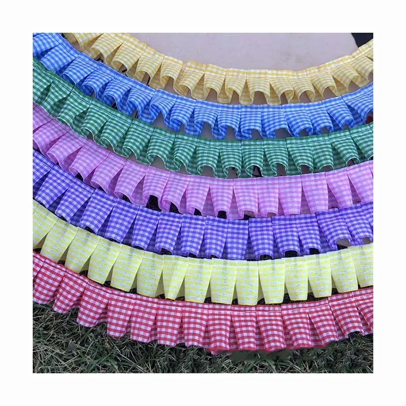 25mm sewing grid cloth pleated webbing lace diy pet clothing curtain gift box decorative textile ruffled ribbon polyester trims