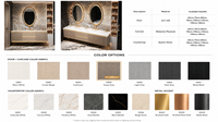 Meuble-lavabo mural moderne avec plan de travail en quartz et porte cannelée, de 60 à 180 cm, pour hôtels et salles de bain résidentielles