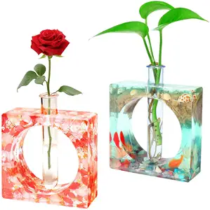 Resin Mold Plant Propagation Station Epoxy Vase Silicone Mold Resin Casting Mold with 6 Test Tubes DIY Home Flower Vase Decor