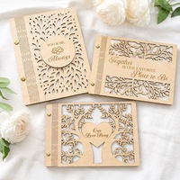 Livre d'or de mariage en bois style forêt, avec couverture en forme d'arbre découpée au laser, album de signatures à feuilles mobiles détachables, décoration de célébration