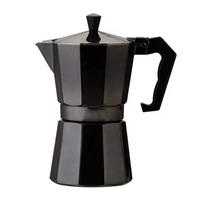 Cafetière Moka en aluminium pour expresso, 1/2/3/4/6/9/12 tasses, styles noir/rouge, vente en gros, fournisseurs d'usine, OEM