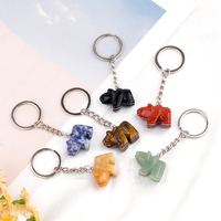 Porte-clés Ours Polaire Sculpté en Pierre d'Agate Naturelle, Pendentif Animal en Cristal Brillant, Anneau de Clés Tendance pour Voiture, Sac d'École, Cadeau Enfant
