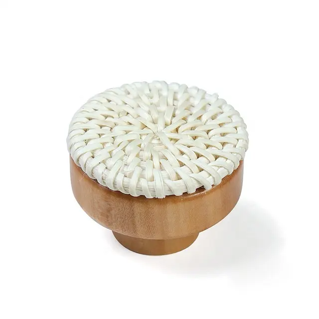 Bouton de traction en bois Style meubles quincaillerie cuisine maison chambre décor chine bouton rond en bois bouton blanc