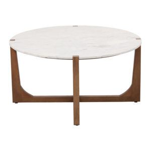 Tavolino da Caffè Minimalista Ovale con Piano in Marmo e Base in Legno, Arredamento per Soggiorno - Product Image 5