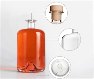 Bouteille en verre personnalisée avec logo estampé à chaud en forme <span class=keywords><strong>de</strong></span> crâne, 500 ml/750 ml, bouchon en liège, pour spiritueux, tequila, <span class=keywords><strong>vodka</strong></span>, brandy, whisky, rhum, gin, liqueur - Product Image 2