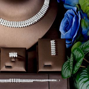 Ensemble de bijoux design de luxe Glamour Sense Collier et boucles d'oreilles en zircon cubique pour femmes S-55 de fête de mariage - Product Image 3