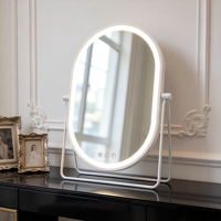 Professional LED Vanity Mirror 3 Color Modes Dimmable Touch Control Metal+Glass Oval Shape Magnifying Feature Personalized