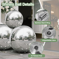 Boule miroir gonflable argentée, grands ballons brillants réfléchissants, robe de mariée pour événement festif, décoration de mariage, gonflables publicitaires