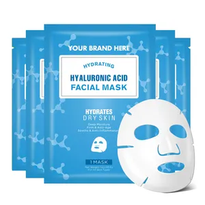 Custom Hyaluronic Acid Facial Sheet Mask Factory Wholesales Deep Moisturizing Hydrating Beauty Face Mask Sheet Skin Care