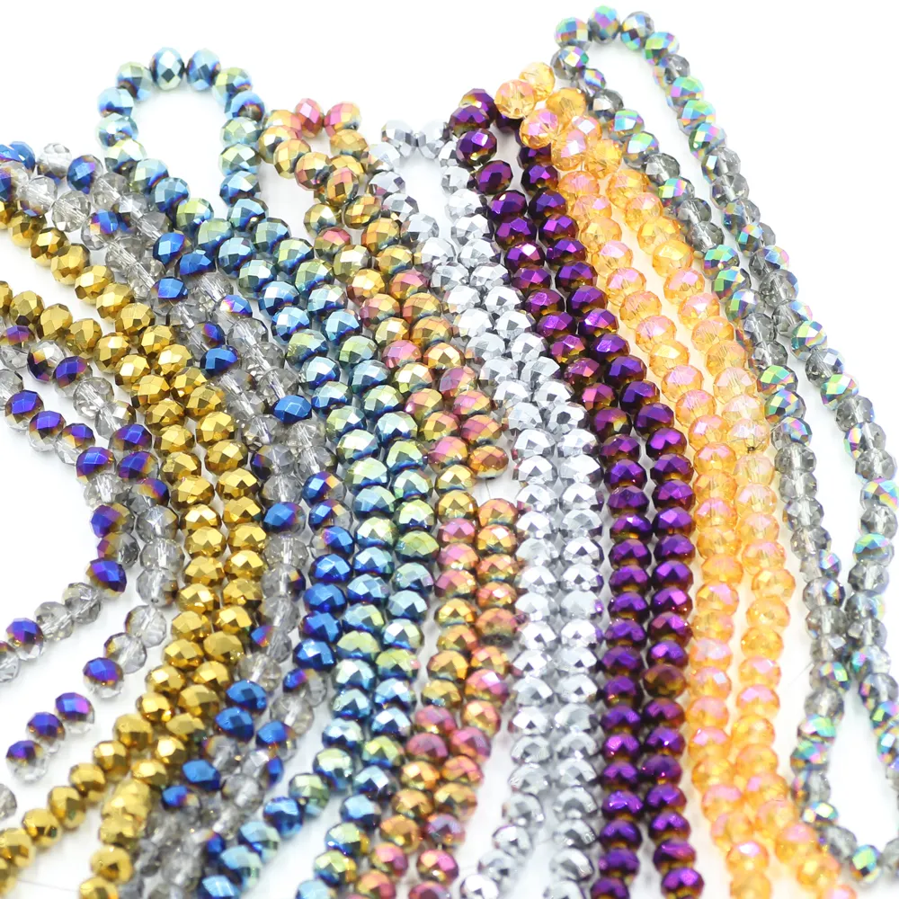 4MM cristal facetado Rondelle perlas para joyería haciendo adultos a granel cristal de Murano cordón encanto pulsera DIY artesanía 130pcs/strand