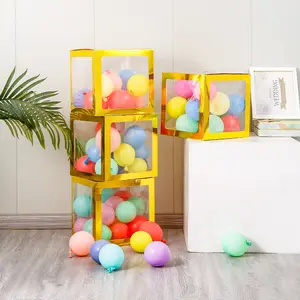 Kotak Balon Dekorasi Pesta Pengungkap Gender Kotak Hadiah Surat Anak Laki-laki Kotak Balon Transparan dengan 27 Huruf