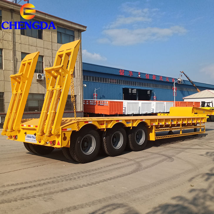 Hot sale 3 axis 4 axle 60 80 100 tons heavy duty gooseneck low loader low bed lowboy truck lowbed semi trailer